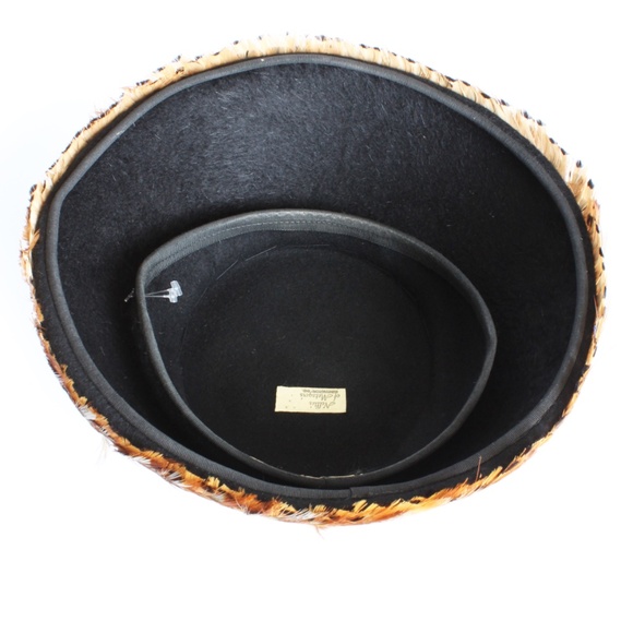 Vintage Dana Marte Original Hat with Feathers Mushroom Style Rare Retro 60s